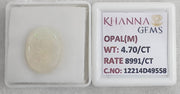 4.7/CT Natural Opal with Govt. Lab Certificate-12214D49558